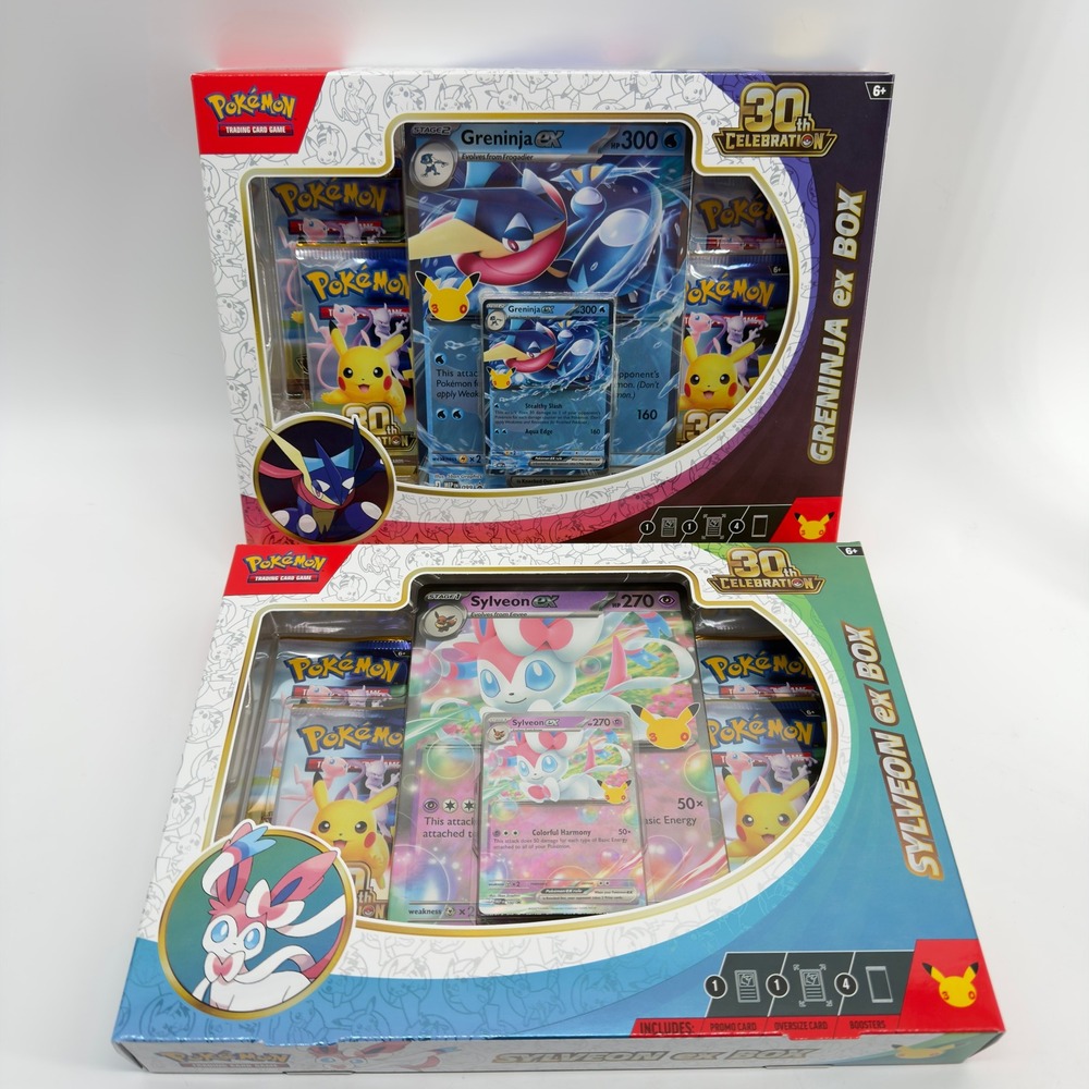Pokemon TCG 30th Celebration Greninja ex & Sylveon ex Box Set Bundle Sealed